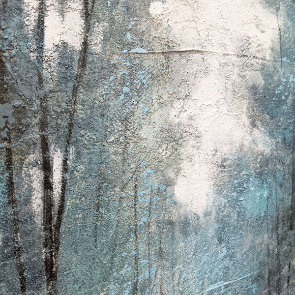 HomeRoots Aquamarine Forest Hand-Painted Canvas Art in Black Floater Frame - Serene Modern Home Decor Piece 576622