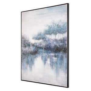HomeRoots Indigo Handcrafted Black Floater Frame Painting – Bold Canvas Wall Art for Modern Decor & Focal Points 576623