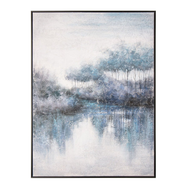 HomeRoots Indigo Handcrafted Black Floater Frame Painting – Bold Canvas Wall Art for Modern Decor & Focal Points 576623
