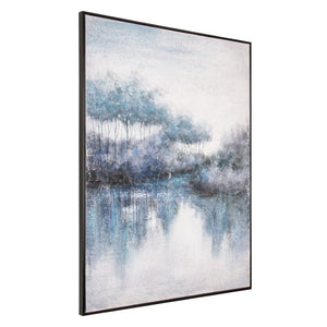 HomeRoots Indigo Handcrafted Black Floater Frame Painting – Bold Canvas Wall Art for Modern Decor & Focal Points 576623