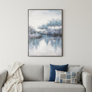 HomeRoots Indigo Handcrafted Black Floater Frame Painting – Bold Canvas Wall Art for Modern Decor & Focal Points 576623