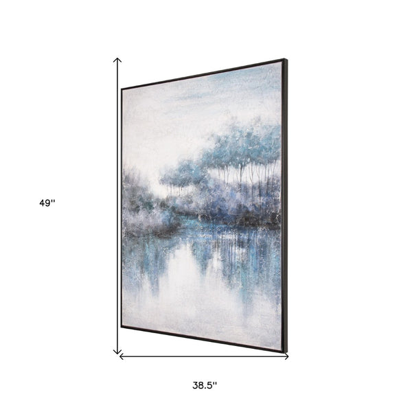 HomeRoots Indigo Handcrafted Black Floater Frame Painting – Bold Canvas Wall Art for Modern Decor & Focal Points 576623