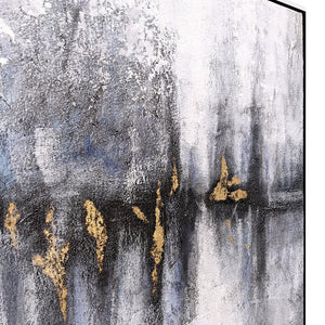 HomeRoots Cobalt Hand-Painted Canvas Wall Art in Black Floater Frame - Modern Gallery-Quality Decor Piece 576624