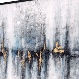 HomeRoots Cobalt Hand-Painted Canvas Wall Art in Black Floater Frame - Modern Gallery-Quality Decor Piece 576624