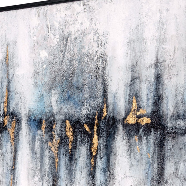 HomeRoots Cobalt Hand-Painted Canvas Wall Art in Black Floater Frame - Modern Gallery-Quality Decor Piece 576624
