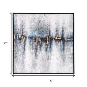 HomeRoots Cobalt Hand-Painted Canvas Wall Art in Black Floater Frame - Modern Gallery-Quality Decor Piece 576624