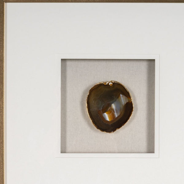 HomeRoots Set of Two Stunning Purple Agate Shadowbox Framed Art Pieces – Modern Gold Finish for Your Walls! 576625
