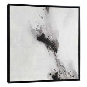 HomeRoots Raven Mist I Hand-Painted Giclée Canvas Art in Black Floater Frame - Modern Wall Décor Upgrade! 576626