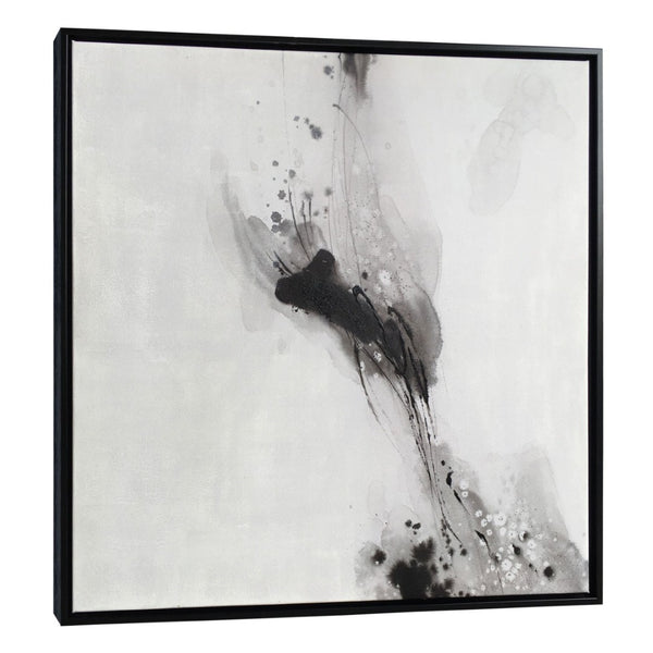 HomeRoots Raven Mist I Hand-Painted Giclée Canvas Art in Black Floater Frame - Modern Wall Décor Upgrade! 576626