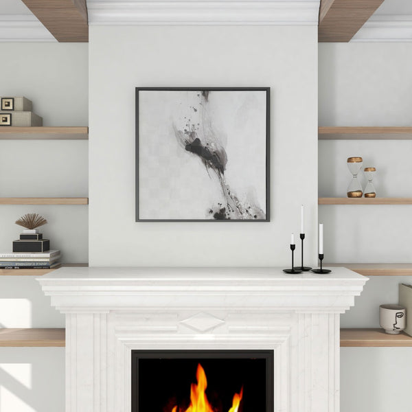 HomeRoots Raven Mist I Hand-Painted Giclée Canvas Art in Black Floater Frame - Modern Wall Décor Upgrade! 576626