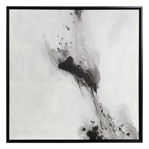HomeRoots Raven Mist I Hand-Painted Giclée Canvas Art in Black Floater Frame - Modern Wall Décor Upgrade! 576626