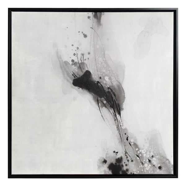 HomeRoots Raven Mist I Hand-Painted Giclée Canvas Art in Black Floater Frame - Modern Wall Décor Upgrade! 576626
