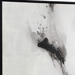 HomeRoots Raven Mist I Hand-Painted Giclée Canvas Art in Black Floater Frame - Modern Wall Décor Upgrade! 576626