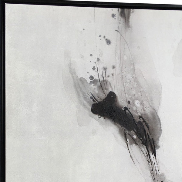 HomeRoots Raven Mist I Hand-Painted Giclée Canvas Art in Black Floater Frame - Modern Wall Décor Upgrade! 576626