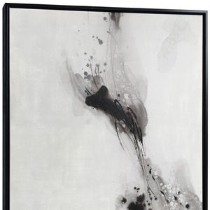 HomeRoots Raven Mist I Hand-Painted Giclée Canvas Art in Black Floater Frame - Modern Wall Décor Upgrade! 576626