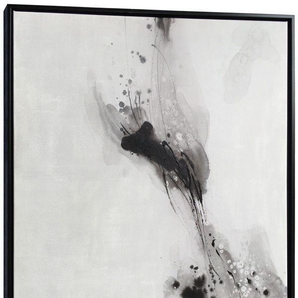 HomeRoots Raven Mist I Hand-Painted Giclée Canvas Art in Black Floater Frame - Modern Wall Décor Upgrade! 576626