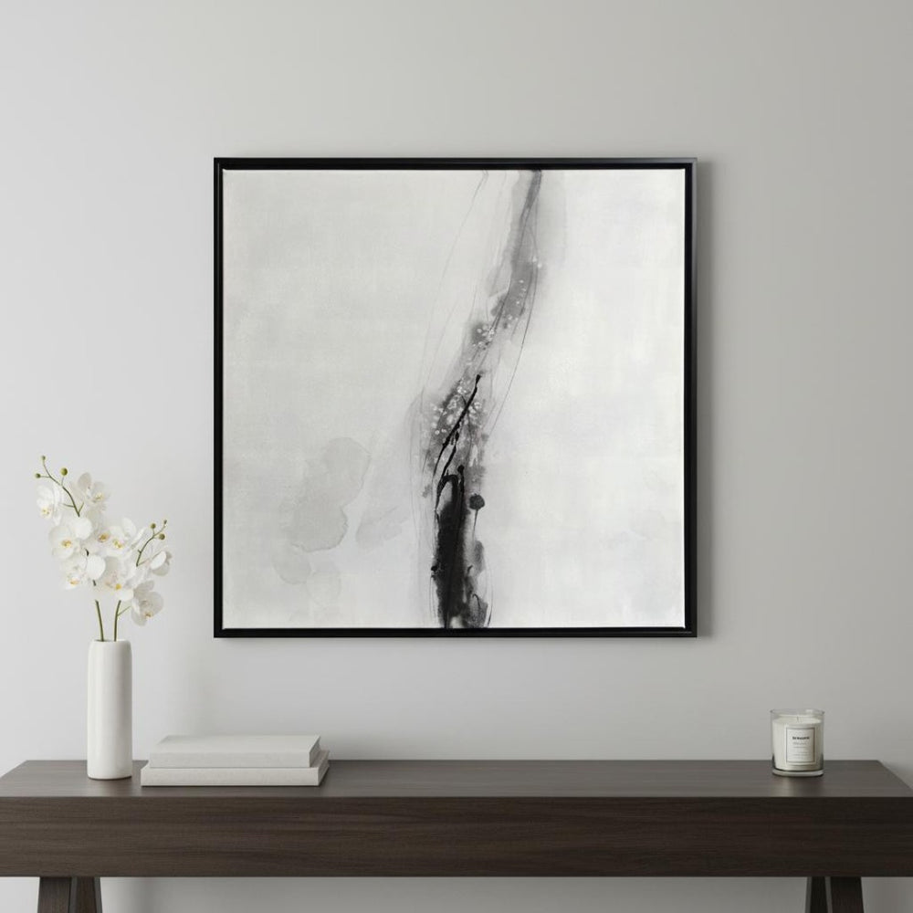 HomeRoots Raven Mist II Canvas Artwork in Black Floater Frame - Modern Wall Art for Stylish Home Decor 576627