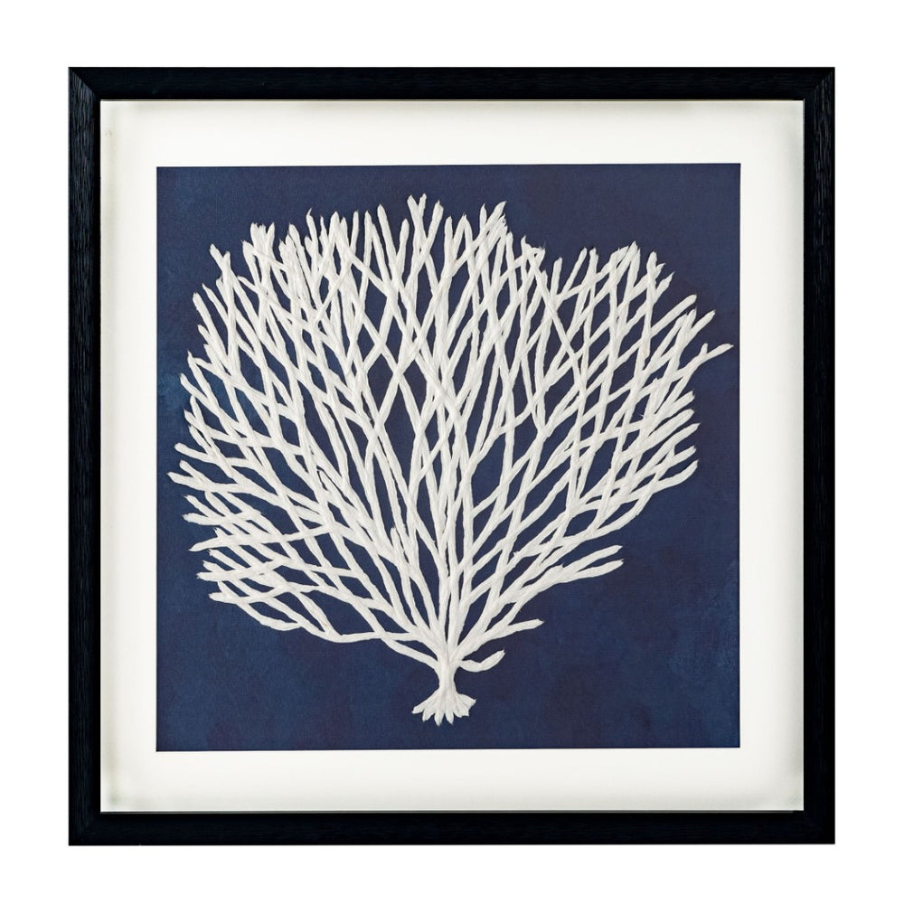 HomeRoots Sea Fan I Coastal Shadowbox Wall Art - Modern Black Textured Print for Home Decor Accent Piece 576629