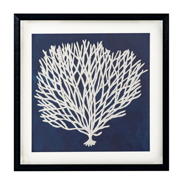 HomeRoots Sea Fan I Coastal Shadowbox Wall Art - Modern Black Textured Print for Home Decor Accent Piece 576629