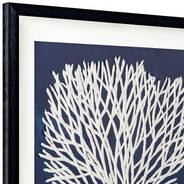HomeRoots Sea Fan I Coastal Shadowbox Wall Art - Modern Black Textured Print for Home Decor Accent Piece 576629