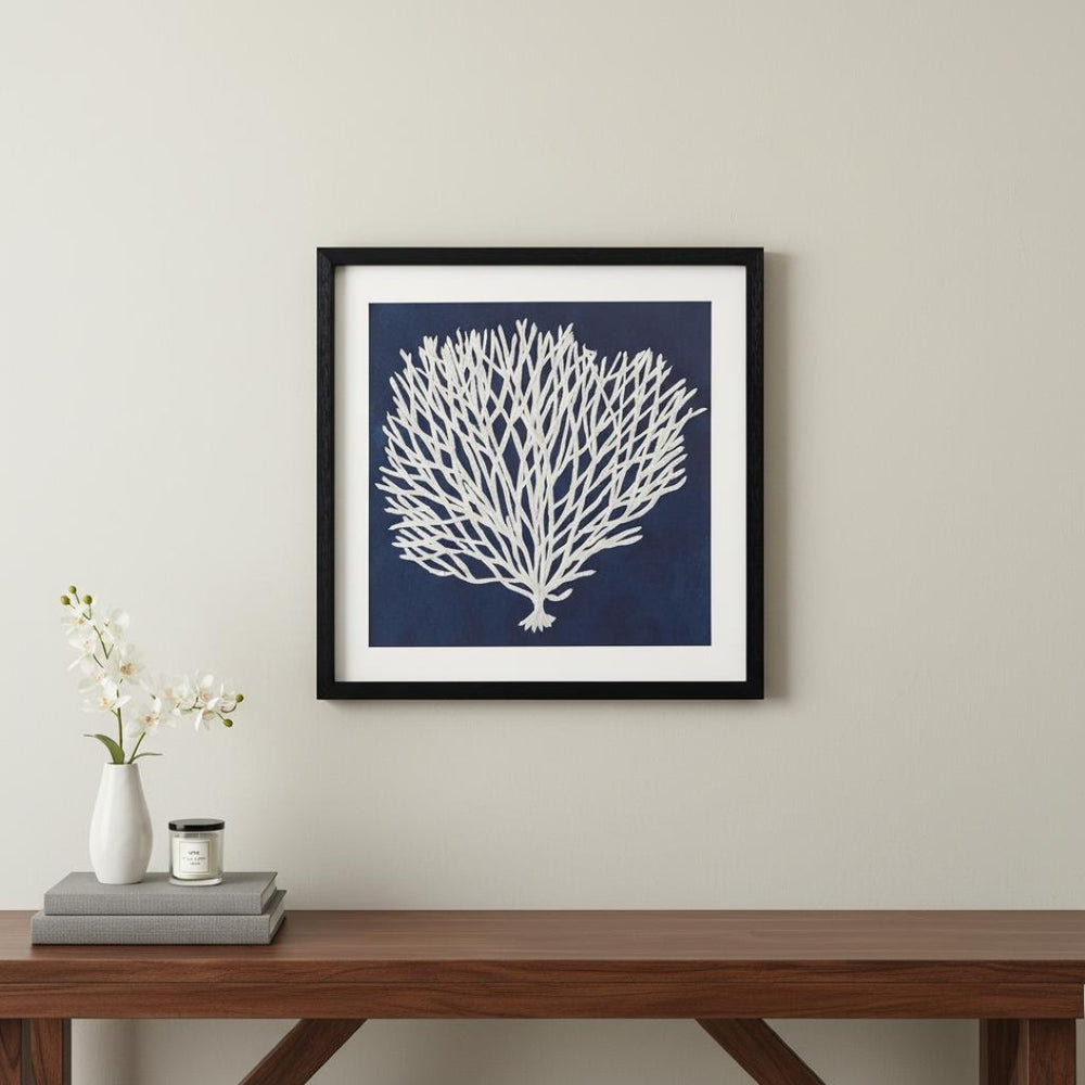HomeRoots Sea Fan I Coastal Shadowbox Wall Art - Modern Black Textured Print for Home Decor Accent Piece 576629