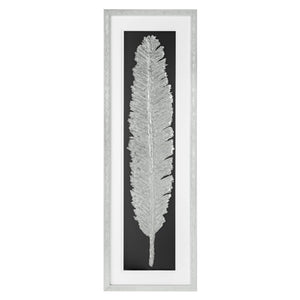 HomeRoots Metallic Feather Shadowbox Wall Art - Modern Textual Decor with Silver Accents for Chic Spaces 576635