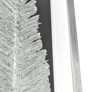 HomeRoots Metallic Feather Shadowbox Wall Art - Modern Textual Decor with Silver Accents for Chic Spaces 576635