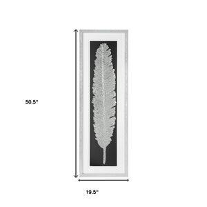 HomeRoots Metallic Feather Shadowbox Wall Art - Modern Textual Decor with Silver Accents for Chic Spaces 576635