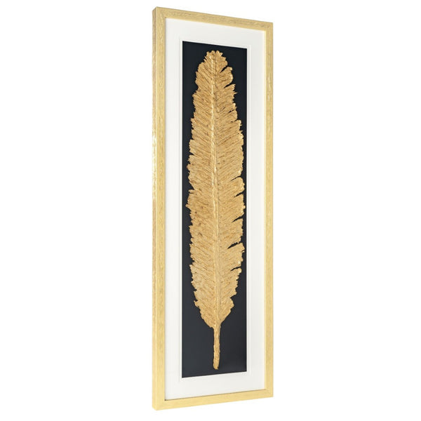 HomeRoots Metallic Feather Shadow Box Wall Art – Elegant Gold Frame Decor for Modern and Transitional Spaces 576636