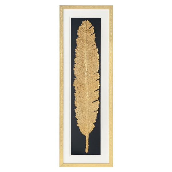 HomeRoots Metallic Feather Shadow Box Wall Art – Elegant Gold Frame Decor for Modern and Transitional Spaces 576636