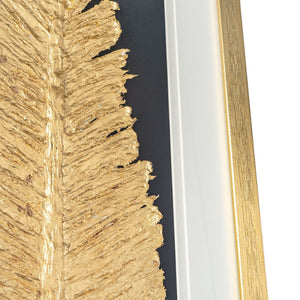 HomeRoots Metallic Feather Shadow Box Wall Art – Elegant Gold Frame Decor for Modern and Transitional Spaces 576636