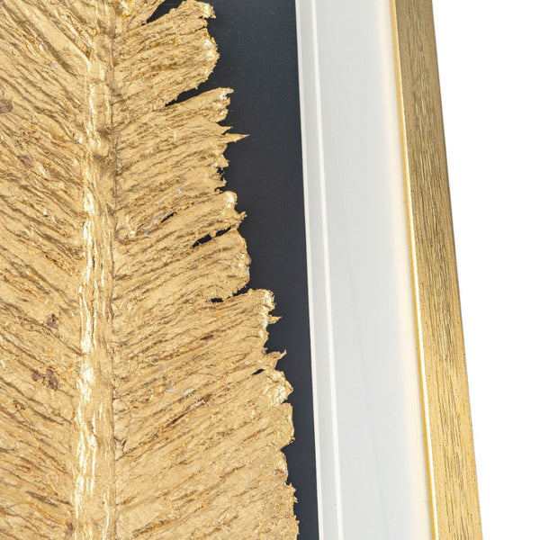 HomeRoots Metallic Feather Shadow Box Wall Art – Elegant Gold Frame Decor for Modern and Transitional Spaces 576636