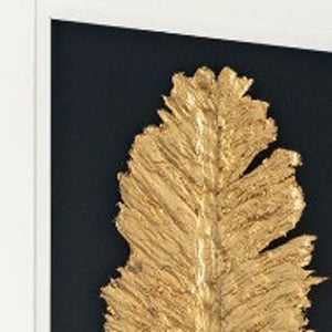 HomeRoots Metallic Feather Shadow Box Wall Art – Elegant Gold Frame Decor for Modern and Transitional Spaces 576636