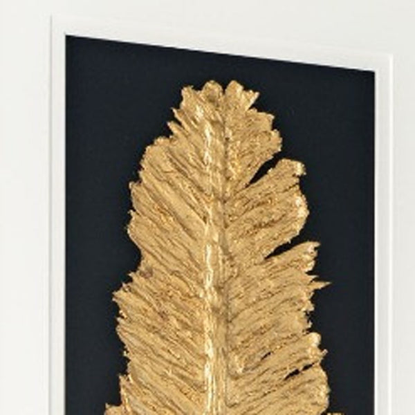 HomeRoots Metallic Feather Shadow Box Wall Art – Elegant Gold Frame Decor for Modern and Transitional Spaces 576636