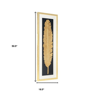 HomeRoots Metallic Feather Shadow Box Wall Art – Elegant Gold Frame Decor for Modern and Transitional Spaces 576636