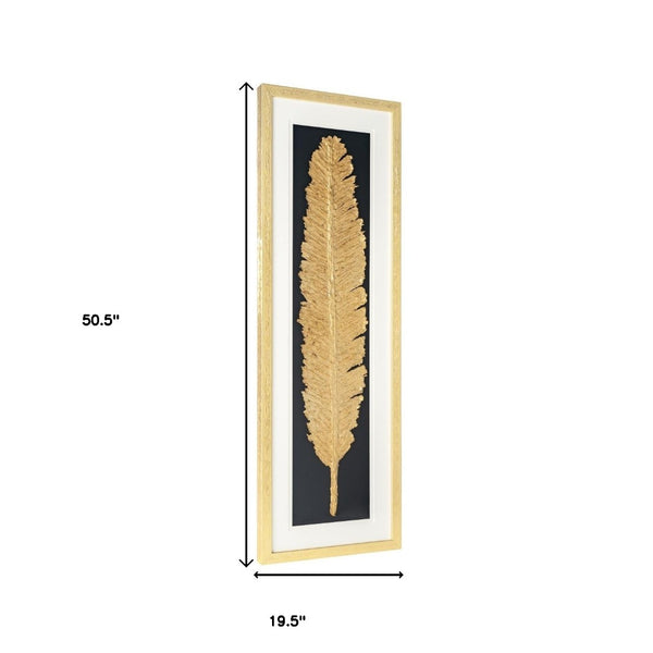 HomeRoots Metallic Feather Shadow Box Wall Art – Elegant Gold Frame Decor for Modern and Transitional Spaces 576636
