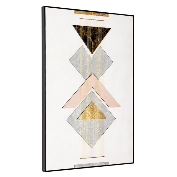 HomeRoots Ternion Modern Geometric Shadowbox Wall Art – Bold Typography & Durable Metal Frame for Style 576642