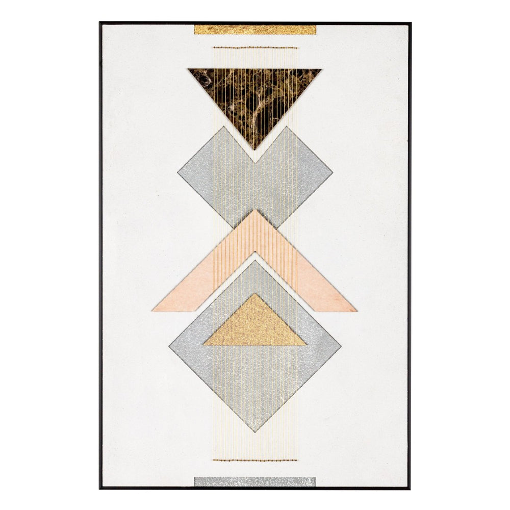 HomeRoots Ternion Modern Geometric Shadowbox Wall Art – Bold Typography & Durable Metal Frame for Style 576642