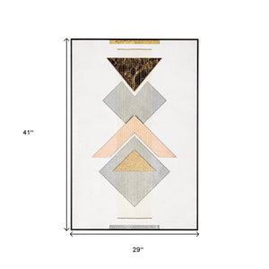 HomeRoots Ternion Modern Geometric Shadowbox Wall Art – Bold Typography & Durable Metal Frame for Style 576642