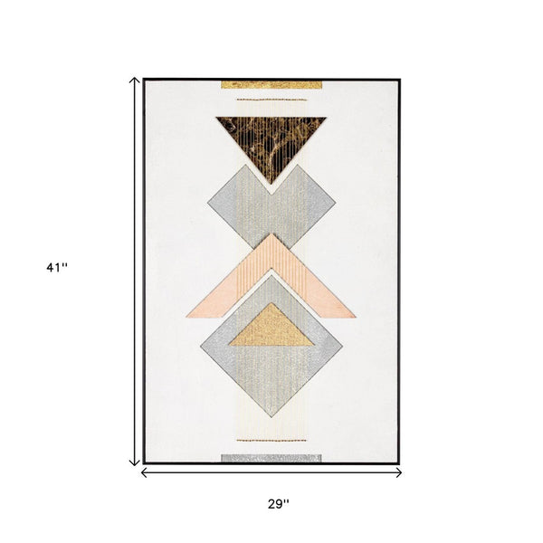 HomeRoots Ternion Modern Geometric Shadowbox Wall Art – Bold Typography & Durable Metal Frame for Style 576642