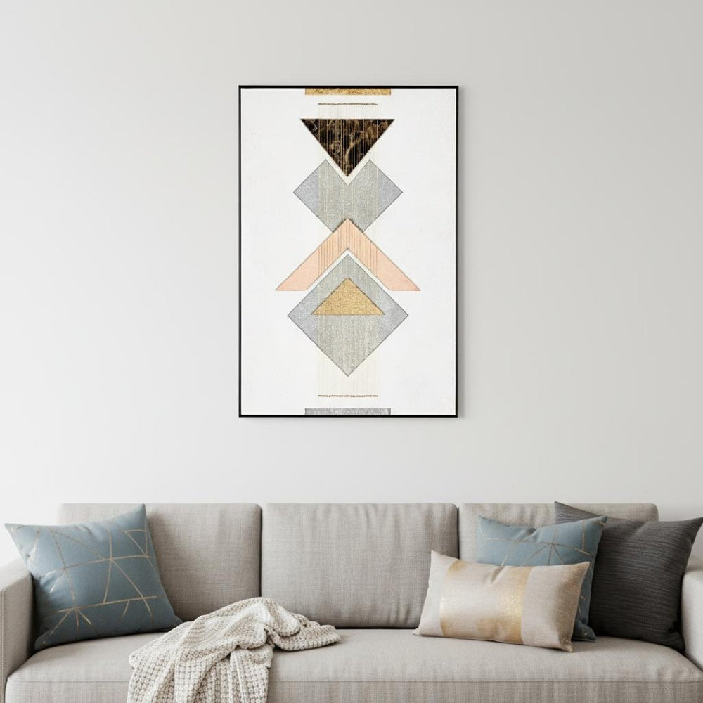 HomeRoots Ternion Modern Geometric Shadowbox Wall Art – Bold Typography & Durable Metal Frame for Style 576642