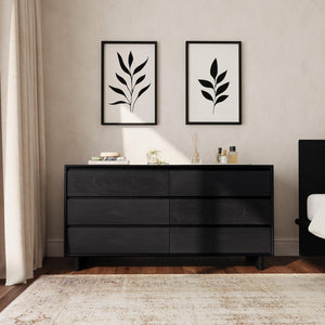 Butler Specialty Butler Halmstad 62" W Scandinavian-style Wood Dresser With 6 Spacious Drawers In Elegant Black Finish Black Mdf,Mindi Wood,Mindi Veneer 5766498-butler