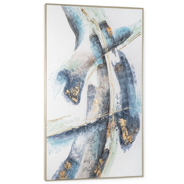 HomeRoots Traverse Hand-Painted Silver Floater Frame Canvas Art - Modern Gallery Wall Decor for Any Space 576650