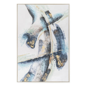 HomeRoots Traverse Hand-Painted Silver Floater Frame Canvas Art - Modern Gallery Wall Decor for Any Space 576650