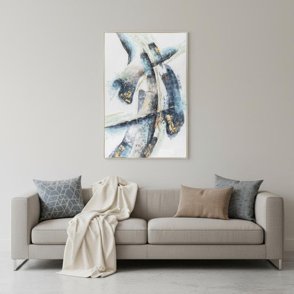 HomeRoots Traverse Hand-Painted Silver Floater Frame Canvas Art - Modern Gallery Wall Decor for Any Space 576650
