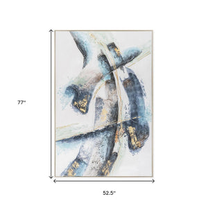 HomeRoots Traverse Hand-Painted Silver Floater Frame Canvas Art - Modern Gallery Wall Decor for Any Space 576650