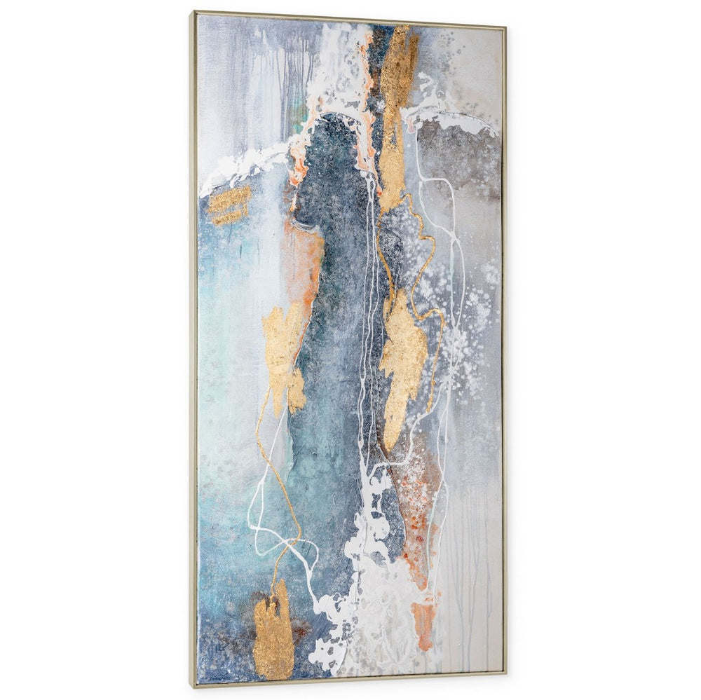 HomeRoots Bounding Hand-Painted Canvas Art in Silver Floater Frame - Vibrant Wall Decor for Modern Spaces 576651