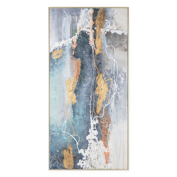 HomeRoots Bounding Hand-Painted Canvas Art in Silver Floater Frame - Vibrant Wall Decor for Modern Spaces 576651
