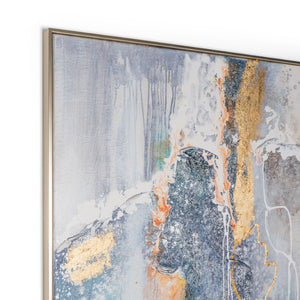 HomeRoots Bounding Hand-Painted Canvas Art in Silver Floater Frame - Vibrant Wall Decor for Modern Spaces 576651
