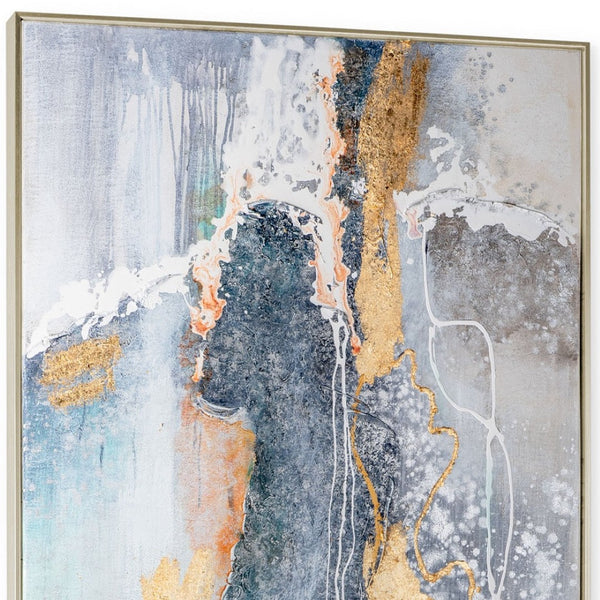 HomeRoots Bounding Hand-Painted Canvas Art in Silver Floater Frame - Vibrant Wall Decor for Modern Spaces 576651